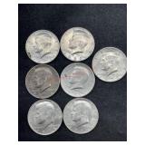 SEVEN 1972-1980 KENNEDY HALF DOLLARS