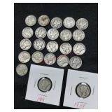 23 VARIOUS MERCURY DIMES