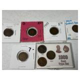 5-1909 Indian head pennies and 1909 penny set