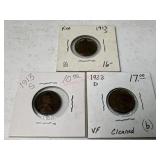 2-1913 s and 1-1922 d pennies