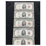 5- 1963 $5.00 BILLS