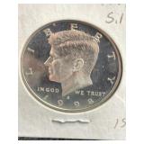 1998-S KENNEDY HALF DOLLAR, LABLED SILVER PROOF