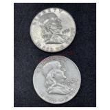 1959  AND 1961 FRANKLIN HALF DOLLARS