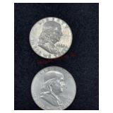 TWO 1962 FRANKLIN HALF DOLLARS