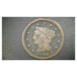 1848 BRAIDED HAIR LARGE CENT PIECE