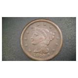 1844 BRAIDED HAIR LARGE CENT PIECE