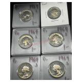 6  1969 S PROOFS WASHINGTON QUARTERS