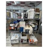 Rack of miscellaneous lighting and home