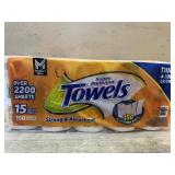 15 mega rolls paper towels orange pack