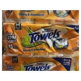 15 mega rolls paper towels orange pack