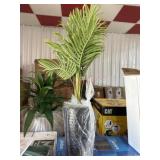 Faux 48" Palm in Black Ribbed Metal Planter