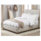 Westport  Beige Fabric Upholstery  and Wood Queen