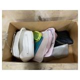 Box of handbags and jewelry bag