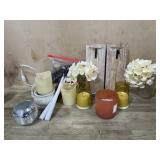 Decorator basket with floral/ wall hangings and