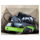 Box lot of wires, cables and game contollers