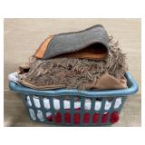 Basket of Curtains, blanket and rugs