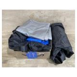 Box with tarps and patio furniture cover