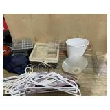 Box of hangers/ storage basket/ make up stand and