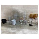Box lot of stemware and glasses red stem/ beer