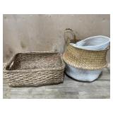Wicker and cloth decorator bags and wicker basket