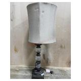 Glass and brass table lamp
