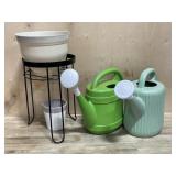 Plant stand / flower pots and watering cans
