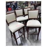 4- Tan seat dark wood bar chairs  (need cleaned)