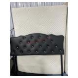 Full size black headboard/ rails mattress and box