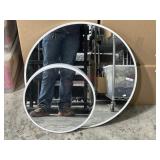 2 Round white framed wall mirrors