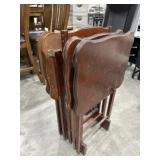 Wood TV trays on stand  (scratched)