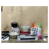 Box of coffee pot/ pans/ kitchen goods