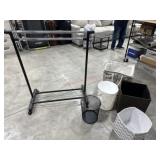 Rolling clothes rack and laundry baskets and