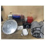 Box of metal stands.  wreath hangers and misc.