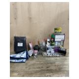 Wood basket with ben skirt/ lotions/ diffuser and