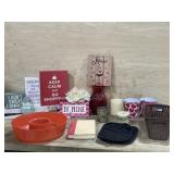 Box with floating shelf/  pictures and misc.