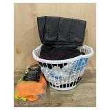 Laundry basket of towels and rags