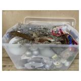 Tote of Christmas decorations