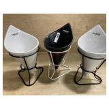 Set of 3 cone shade utensil holders on stands