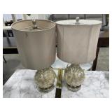 Pair of gold glass table lamps with white shades