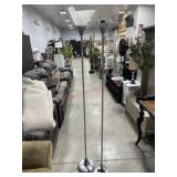 Pair of silver floor lamps (one shade missing)