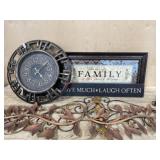Clock, Picture and 2 metal wall hangings