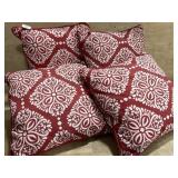 Box of 4 red and white throw pillows