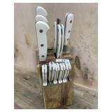 Pioneer woman knife set with block