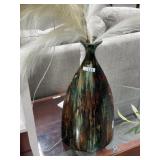 Multi color vase with plumes
