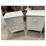 2- White 2 drawer night stands