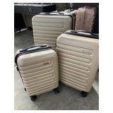 3 piece Tan Fansky hard shell suitcase