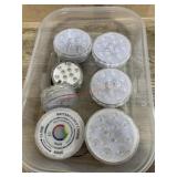 Small tote of magnetic puck lights