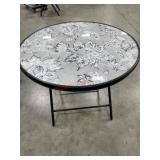 Round metal folding patio table