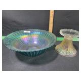 FENTON GLASS PUNCH BOWL AND BASE 2 COLORS