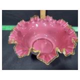 CASED BOWL PINK GOLD EDGE 10 INCH